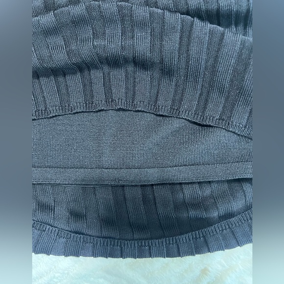 REISS Talitha Ribbed Knit Dress Black Size S Faux Wrap V-Neck Bodycon EUC - Picture 9 of 12